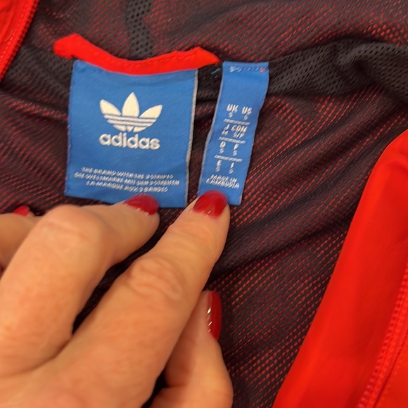 Adidas unisex size small windbreaker retro red white blue trademark 3 Stripe Y2K - Picture 9 of 16